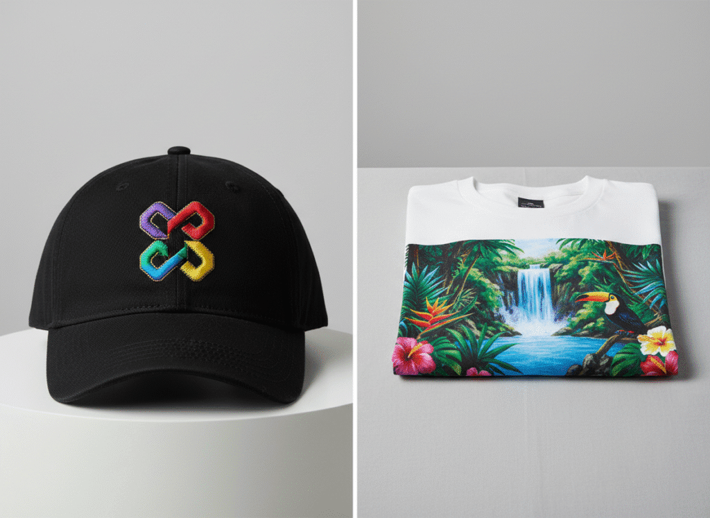 custom embroidery vs printing Calgary